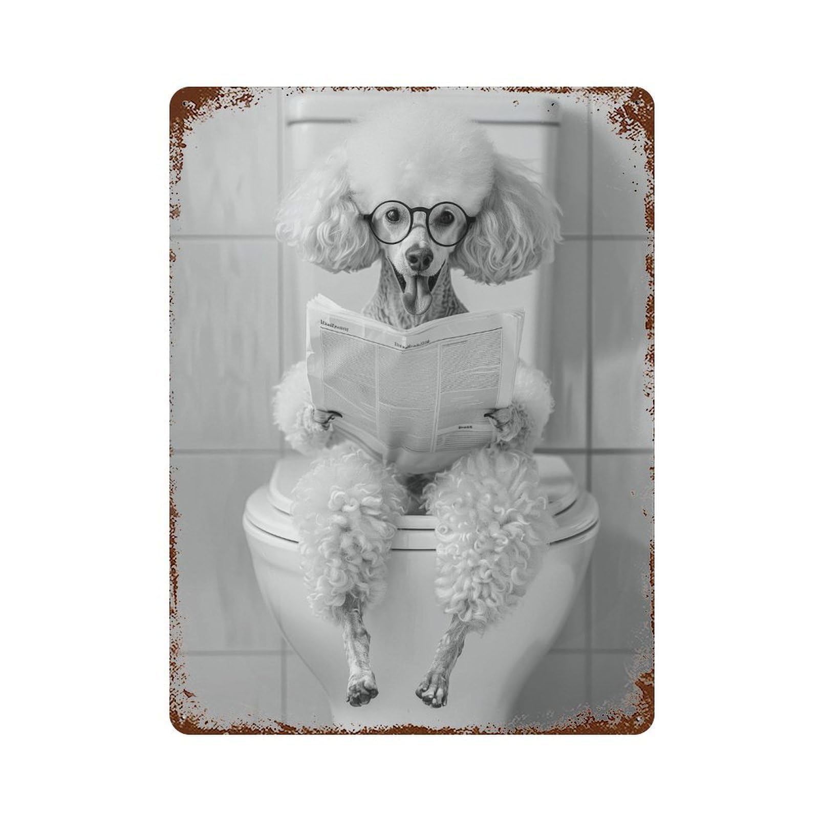 xiaoxiaoshen Funny Poodle Newspaper Print Wall Decor Art Metal Tin Poster Modern Home Decor Art Home Bar Shop Decorations Vintage Sign 40x30cm