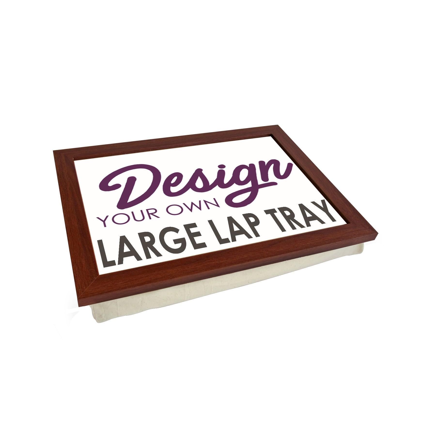 Design Your Own Extra Large Lap Tray. 49.8cm | Handmade Wooden Frame | Beanbag Cushioned Bottom | Computers, Laptops, Meals, Food, Crafting, TV, Dinner, Serving (Brown)