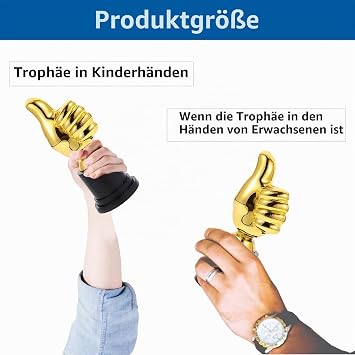 Pack of 4 Children's Cups Golden Thumb Trophy Medals for Children Trophy Personalised Gifts Trophies Children's Birthday Cup Football Best Recognition Mini Trophy Football
