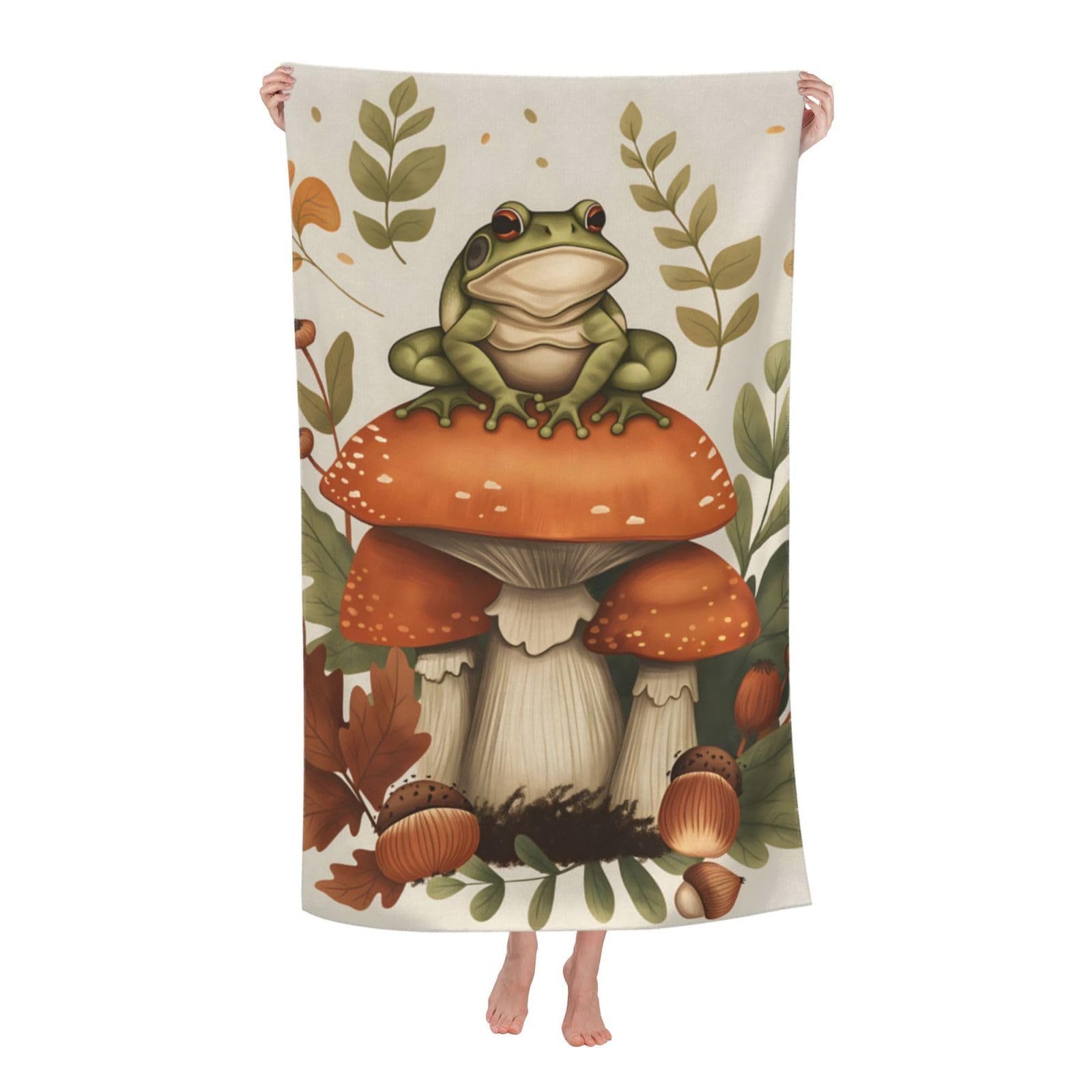 HLBSDM Frog and Mushroom Beach Towel Cute Sand Free Microfiber Bath Towel Ultra Soft Quick Dry Pool Towel Absorbent Towel Lightweight Towel Gifts for Outdoor Bathroom Swimming Decor 31inx51in