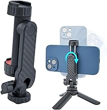 Phone Tripod Mount Holder, Universal Adjustable Clamp, Compatible with Smartphones for Photography, Video Recording and Live Streaming, Tripod Phone Mount Black