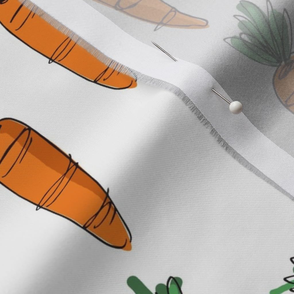 Spoonflower Fabric - Tree Carrot Easter Bunny Food Vegetable Printed on Organic Cotton Sateen Fabric by The Yard - Sewing Quilting Apparel Home Decor