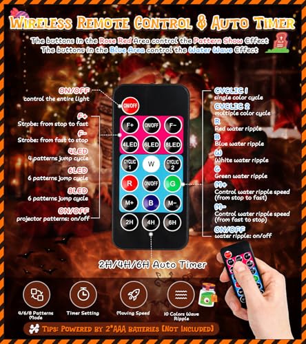 Fitnice SE508 2024 Upgrade Halloween Projector Lights Outdoor, Christmas Projector With 10 Hd Slides 10 Color 3D Ocean Wave Waterproof Holiday Projector thumb #6