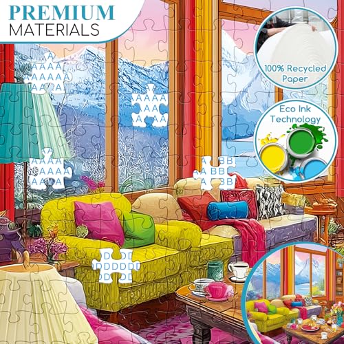 300 Piece Puzzles for Adults,Rustic Lodge Cozy Fire Puzzle for Adults Kids Seniors,Large Piece Fireplace Room Puzzle for Kids 8-10 10-12,Challenging Sofa Dog Puzzles Perfect for Game Nights, 20.5x15 by VoYouTwo - Image 2
