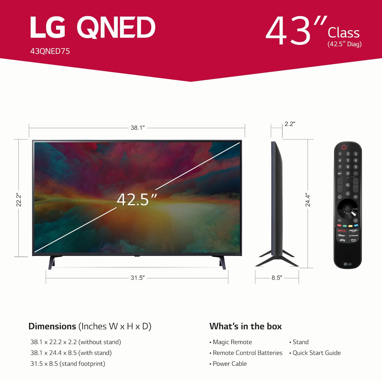 Amazon | LG QNED75シリーズ 43インチ クラス QNED Mini-LED