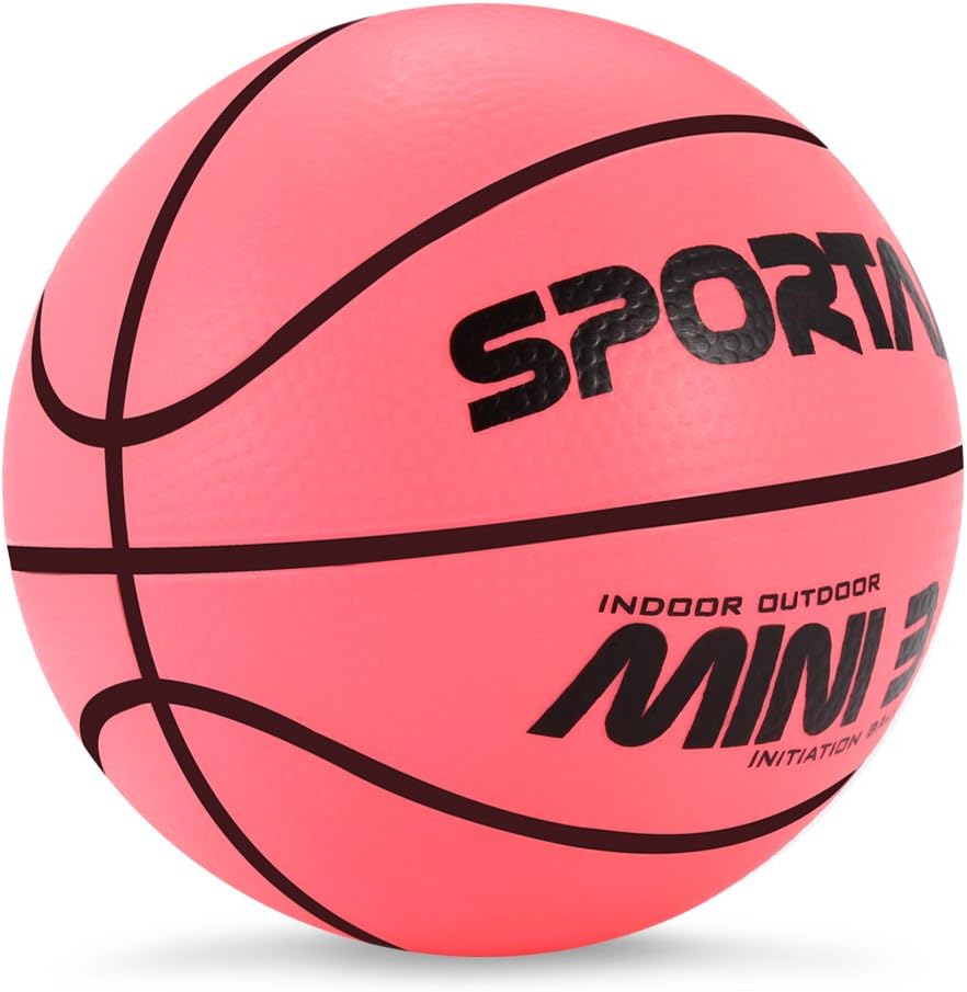 5inch Mini Basketball for Kids, Inflatable Ball Environmental Protection Material,Soft and Bouncy,Colors Varied (Pink)