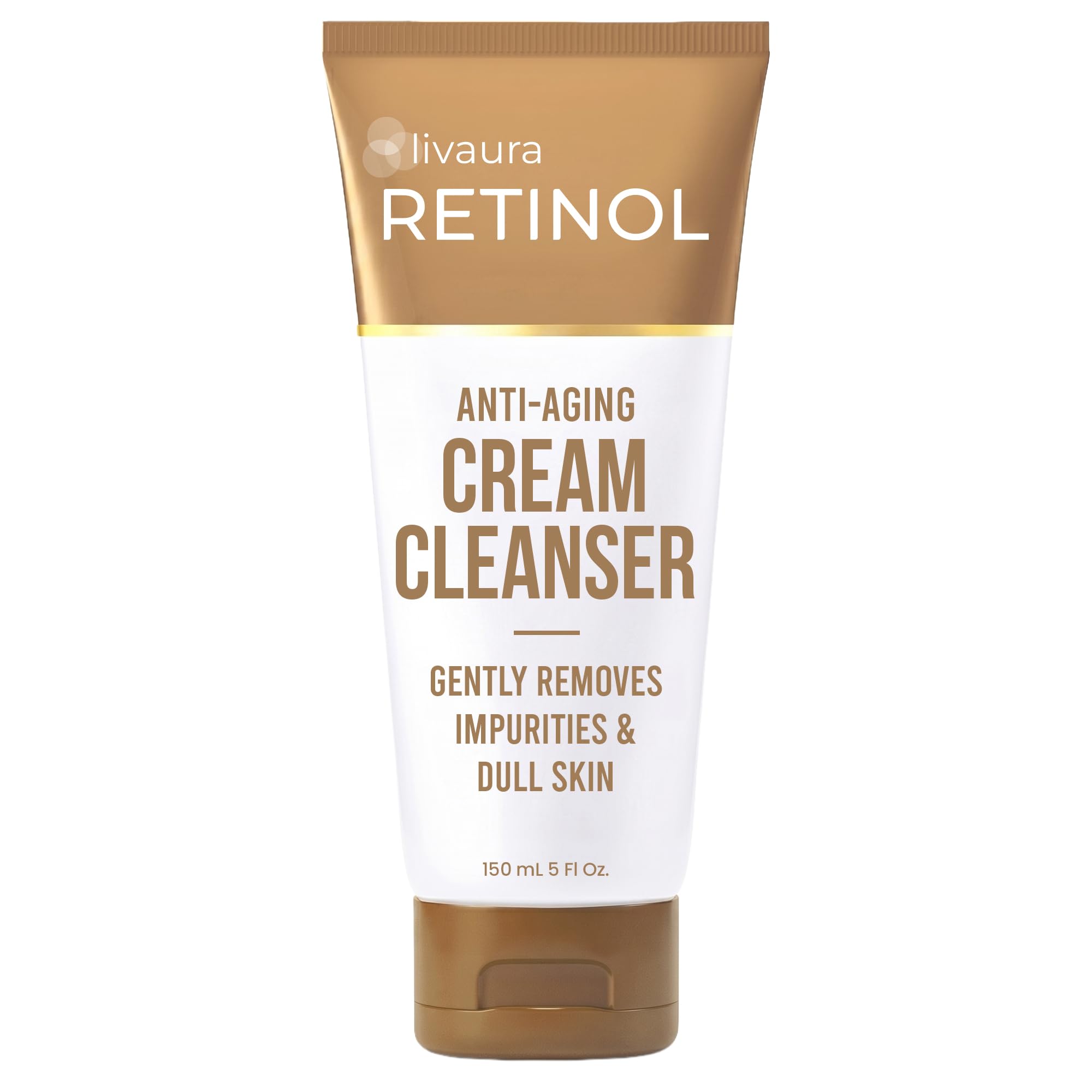 LIVAURA Retinol Creme-Reiniger Anti-Aging – 5 oz – Tägliches tiefenreinigendes Gesichtswaschgel verbessert Hauttextur & peelt für weicheres Gesicht – Vitamin A minimiert Falten & feine Linien