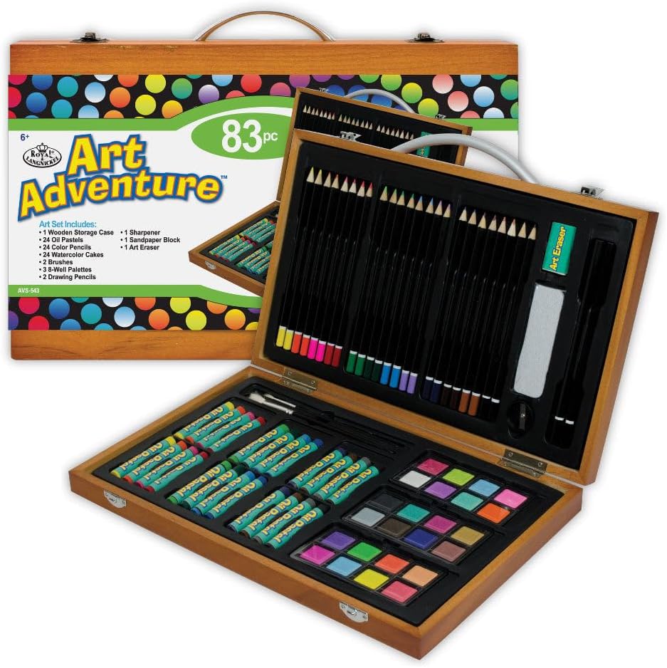 Royal Brush Manufacturing Company Art Adventure 83-Piece Wood Box Art Set
