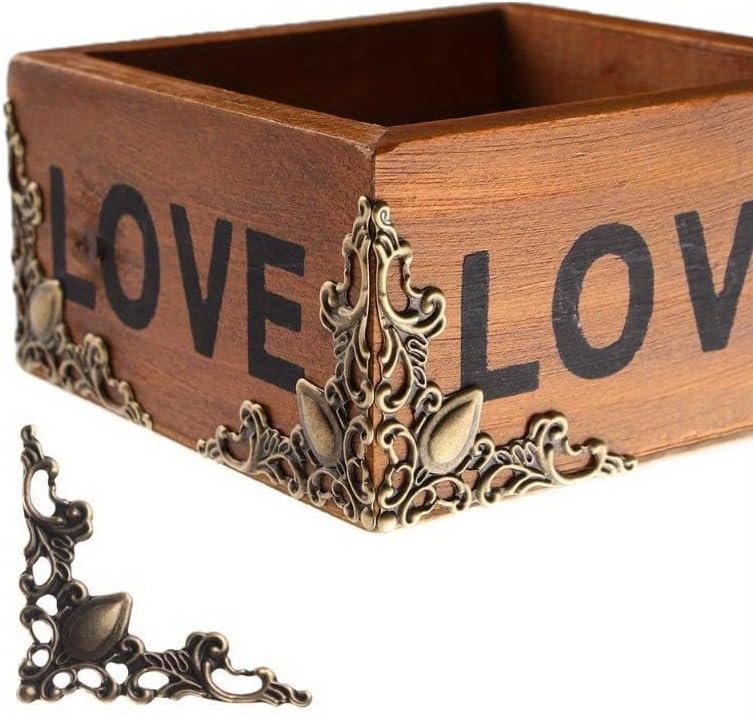 30pcs Metal Corner Brackets Bronze Color 40mm Corner Brackets for Photo Frame Furniture Protector Decorative (Silver,60pcs/lot)