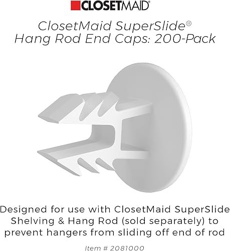 Miniatura 7 de ClosetMaid 20810 SuperSlide - Tapones para barra colgante, paquete de 200, color blanco, 200 unidades