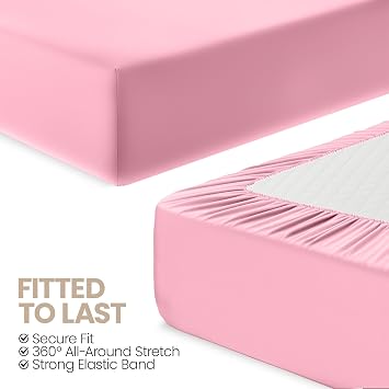 Utopia Bedding Fitted Sheet Single (2 Pack), Pink