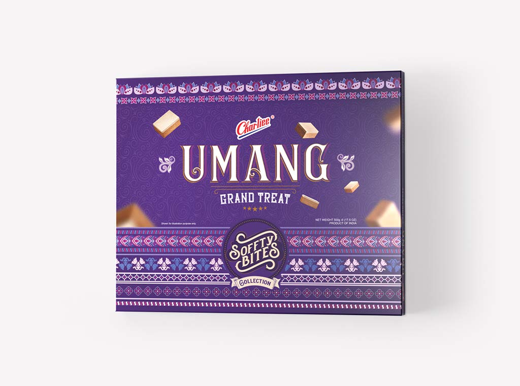 Charliee (Mumbai) Umang Soffty Bites 5 In 1, Peanut Brittle Chikki, Indian Candy, Kadalai Mittai, Indian Snack Food, Diwali Gift Box - 500 grams (1.2 lbs)
