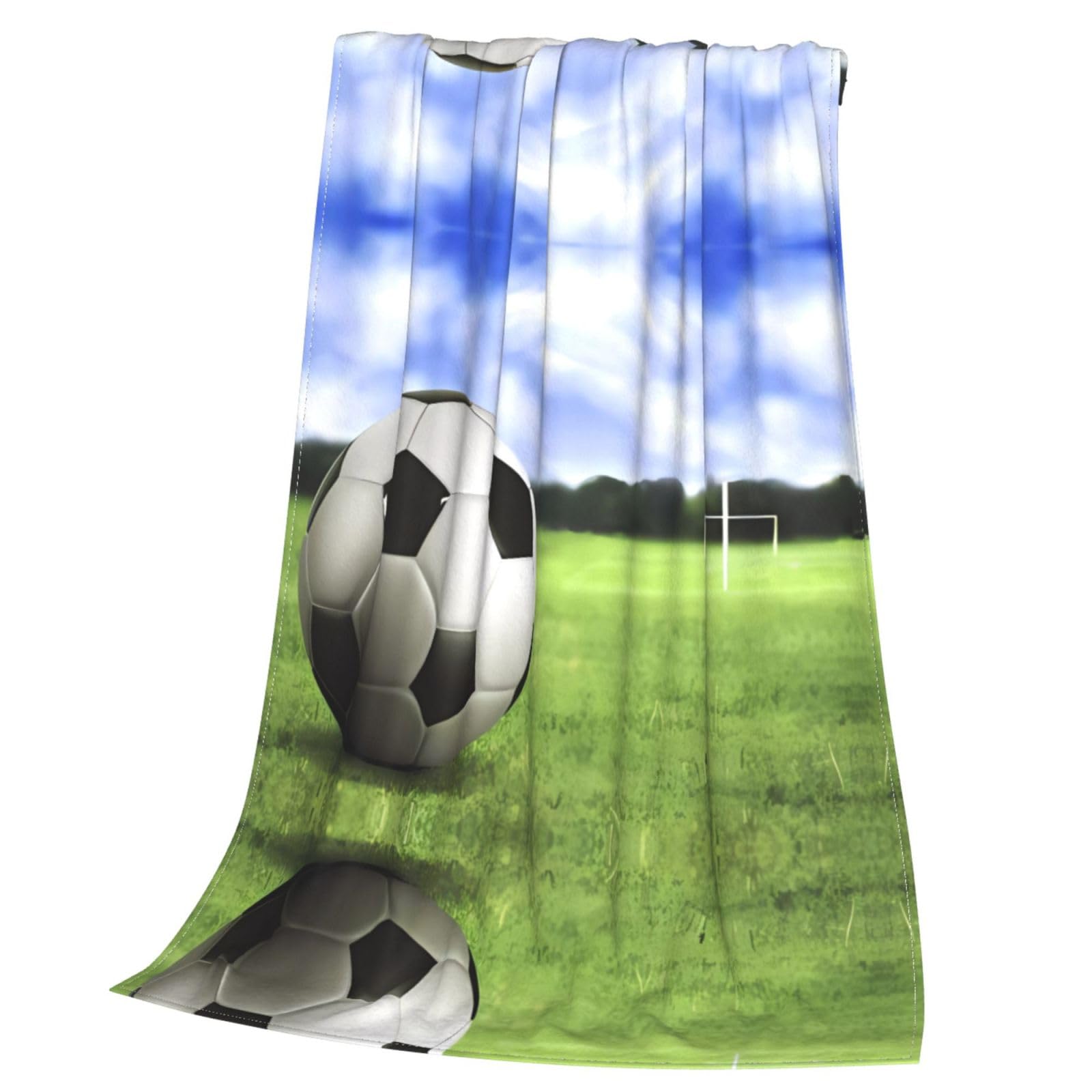 Loussiesd Coperta Sherpa per letto e divano, per bambini, motivo: pallone da calcio, per giochi competitivi, king size, 219 x 239 cm