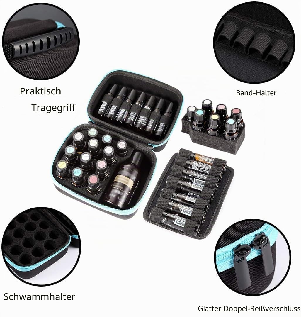 Aufbewahrungsbox mit Griff für ätherische Öle 44 Slots Schwarz ätherische Öle Aufbewahrungskoffer tragbare ätherisches Öl Travel Box Halter Organizer