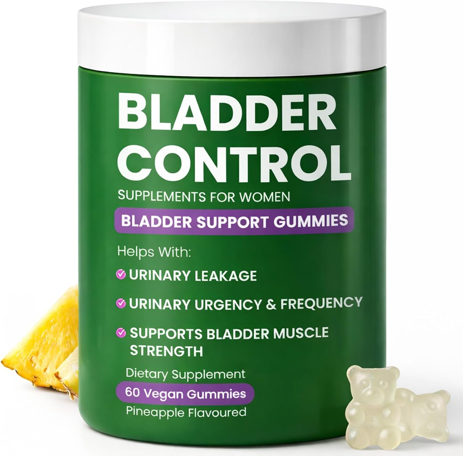 Bladder Control Supplements – Urinary Tract Health for Women | Overactive Bladder Support, UTI Relief & Infection Treatment | Daily Feminine Wellness Gummies – 60 Pineapple Flavor