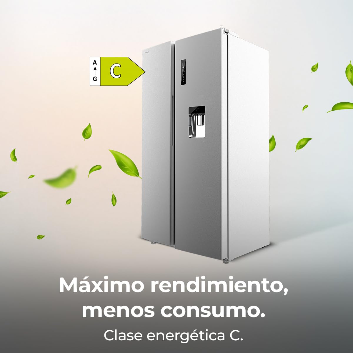 Cecotec Frigorífico Americano 559L Total No Frost con Dispensador de Agua Bolero CoolMarket SBS 559 Inox C. Alto 177cm y 91cm de Ancho, Bajo Consumo, Compresor Inverter, Modo Smart