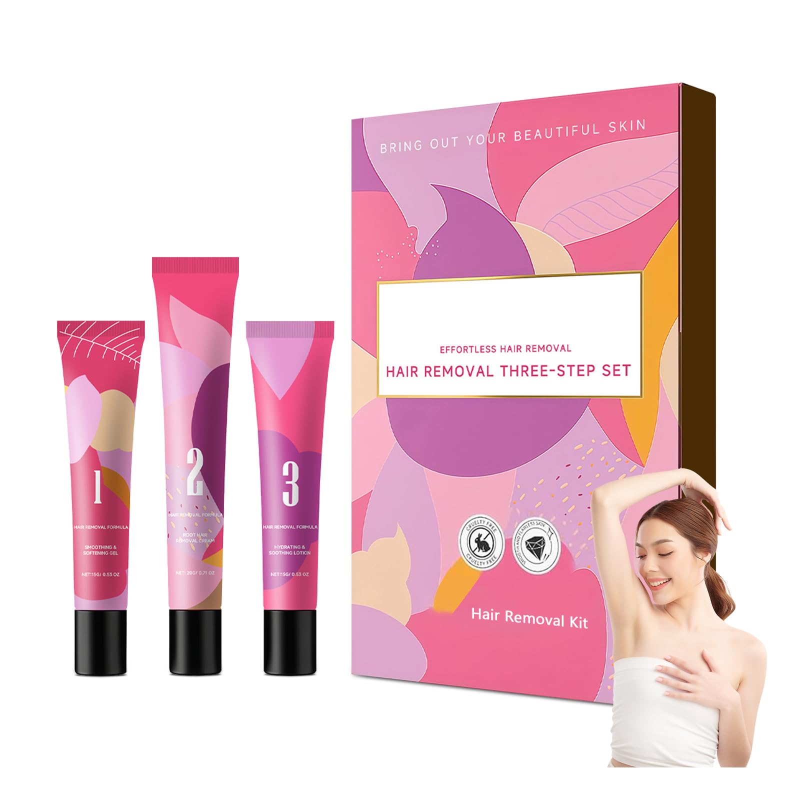 Gentle Facial Hair Removal Cream for Women Painless Hair Removal Kit with Cream Smoothing Gel Soothing Lotion Soothing