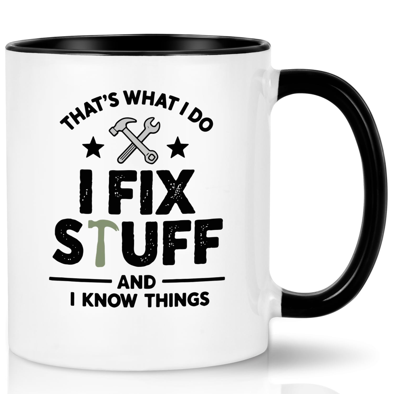 Joymaking Funny Gifts for Men Coffee Mug Mens Gifts for Christmas Birthday Gifts - That's What I do I Fix Stuff and I Know Things - Presents for Men Christmas, 11Oz Black