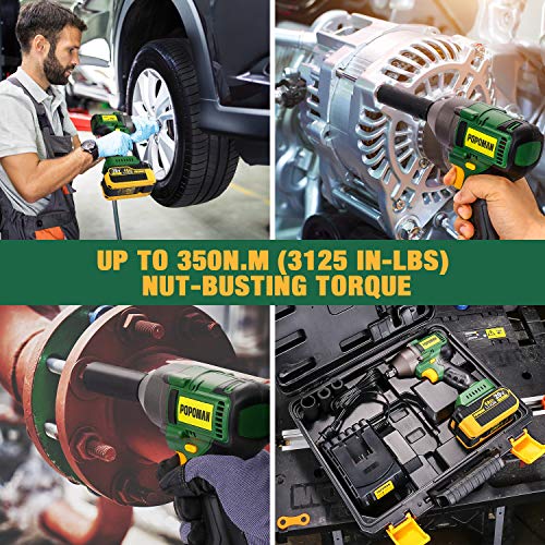 TECCPO Impact Wrench, Brushless 20V MAX Cordless Impact Wrench, 4.0Ah Li-ion Battery, 1/2 Inch, 300 Ft-lbs(400N.m) Max, 3 Variable Speed Wrench, 1 hour Fast Charger, 3 Sockets, Tool Box - BHD850B - Thumbnail 7