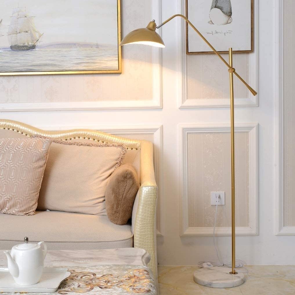Lampka Do Czytania Metalowa Lampa Podłogowa Lampa Stojąca Z Regulacją Wysokości 130-172 CM Metalowy Abażur Do Salonu Sypialnia Nocne Biuro PłYnna Jasność(Gold)