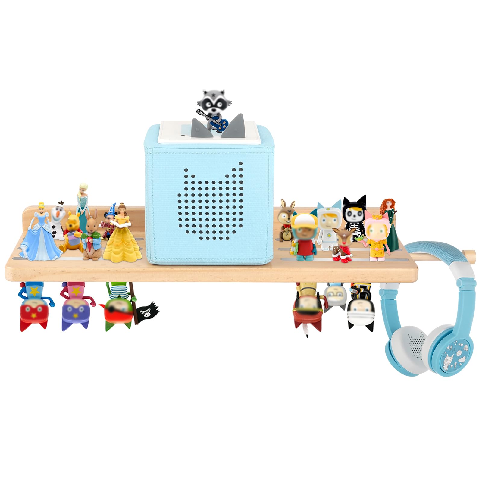 Taladad for Tonie Shelf,Tonies Storage for Creative Toniebox 2/1 Magnetic Wall Shelf for Tonie Figures Characters,Hanging Shelf for Kids (Natural)