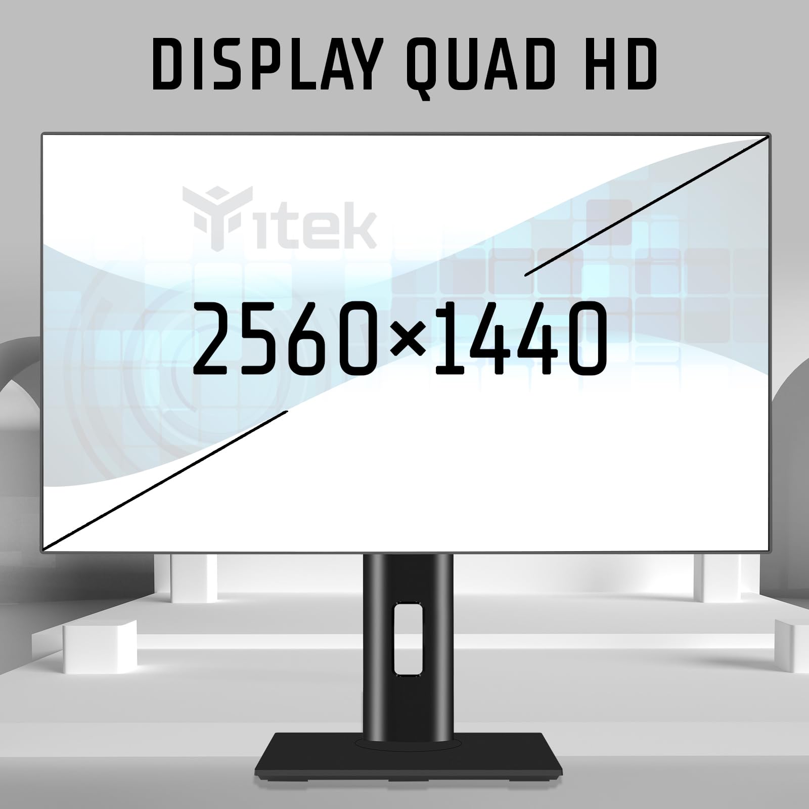 Itek Monitor GGF - 27 Pollici, Piatto, Risoluzione WQHD 2560x1440, Pannello IPS da 100Hz, Schermo 16:9, Risposta 4ms OD, Collegamenti HDMI e DP, USB-C, HDR, Adaptive Sync, Senza cornice