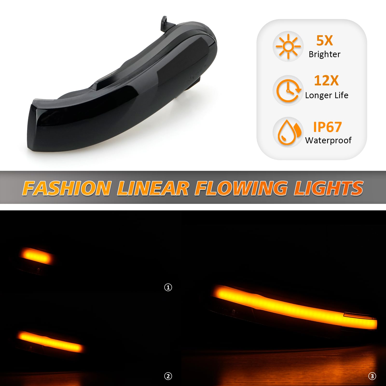 D-Lumina Dynamiczne kierunkowskazy LED do lusterka bocznego, kierunkowskazy sekwencyjne, kompatybilne z Mercedes Ben-z SLK-Klasse R171 W171, SL-Klasse R230 W230
