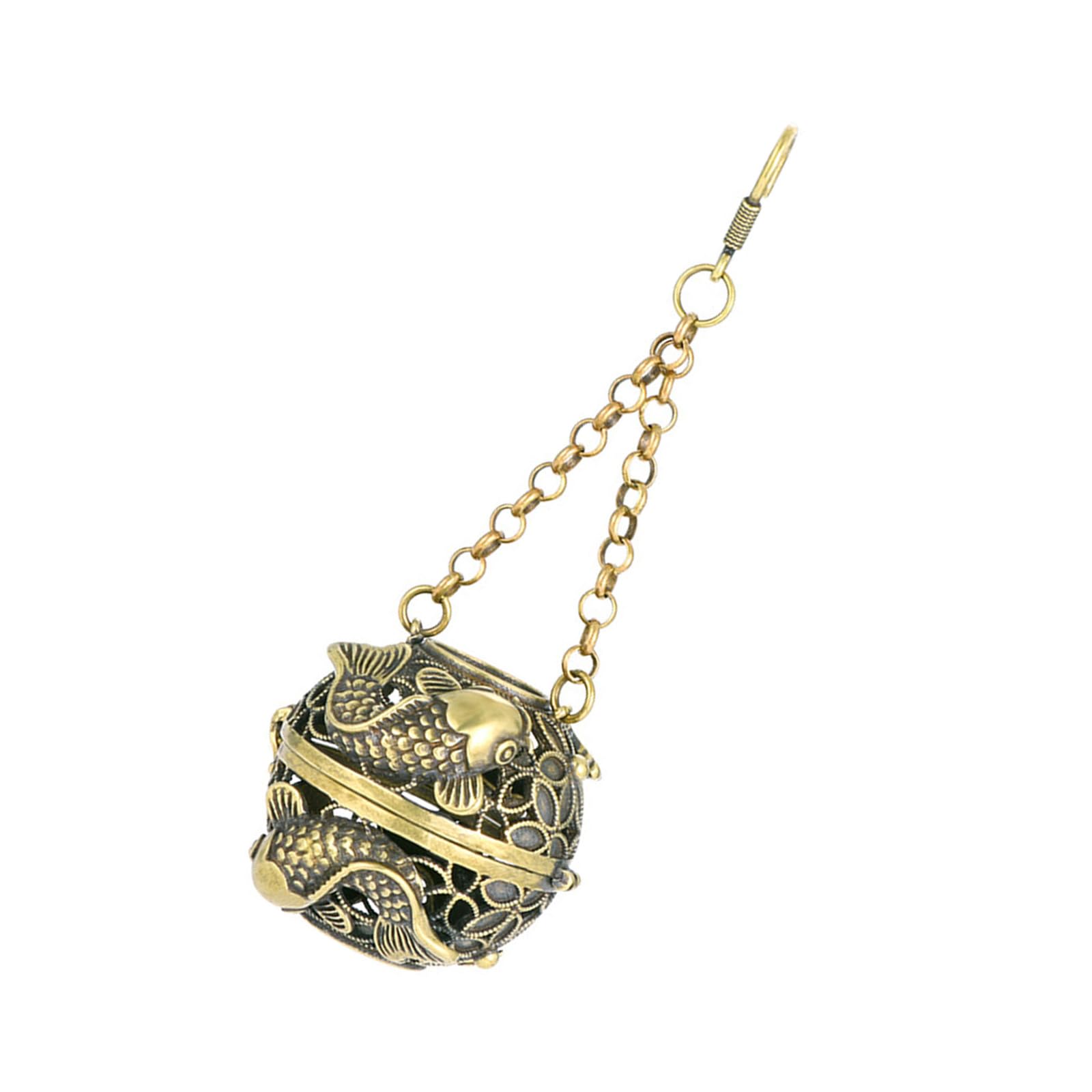 Buxuaaaa Retro Brass Aromatherapies Sphere with Hollowout Pattern Hanging Incenses Burners Ball Scent Diffuser Car Ornament Brass Fragrances Diffuser