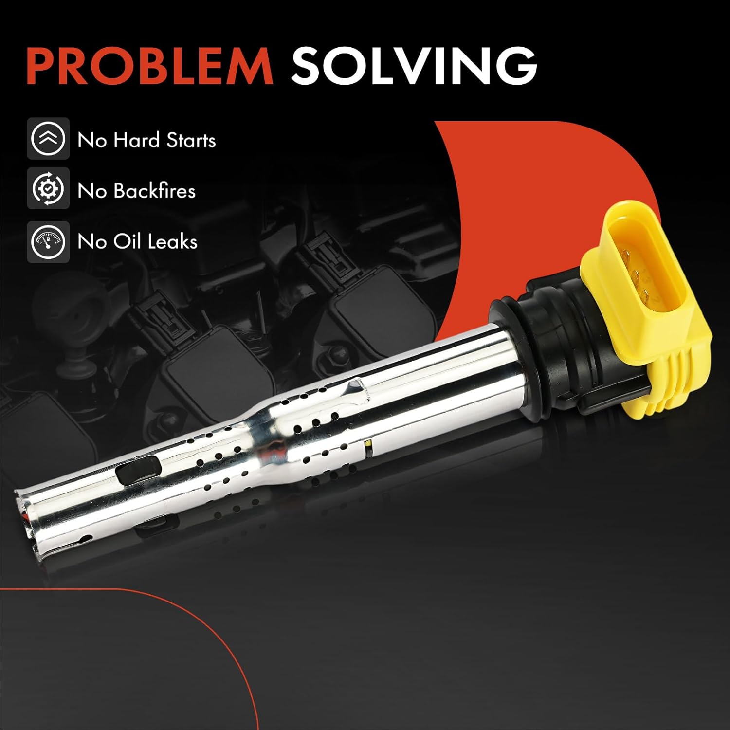 A-Premium Engine Ignition Coil Pack Compatible with Volkswagen Jetta 2005-2018, Passat 2012-2015, Golf 2010-2014, Beetle, Rabbit & Lamborghini Gallardo & Audi TT RS Quattro, Yellow，Set of 5