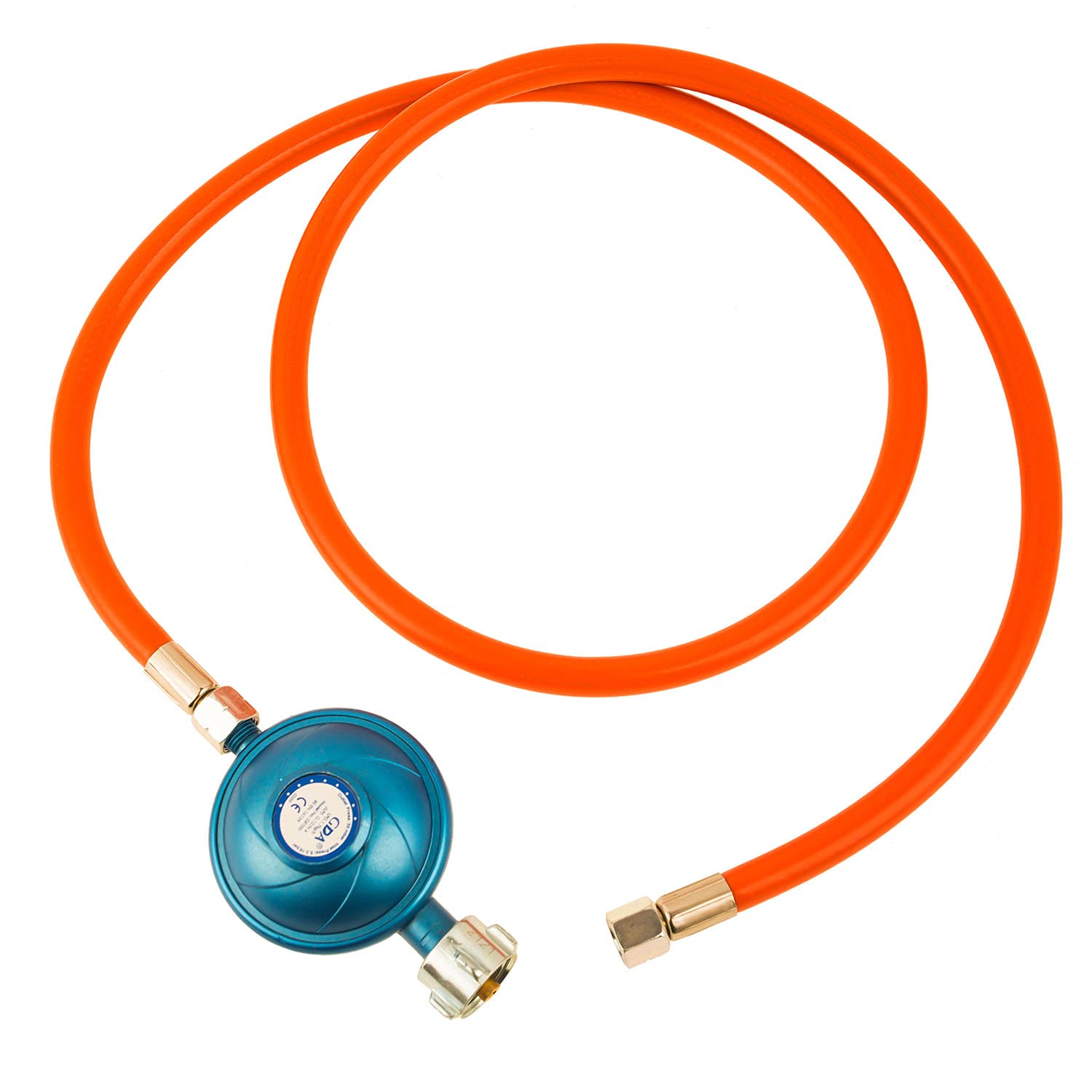 WELL GRILL Tubo del gas con riduttore di pressione, regolatore di pressione del gas 50 mbar + 1,5 m tubo del gas connettore a vite 1/4", filettatura sinistra, regolatore della pressione del gas