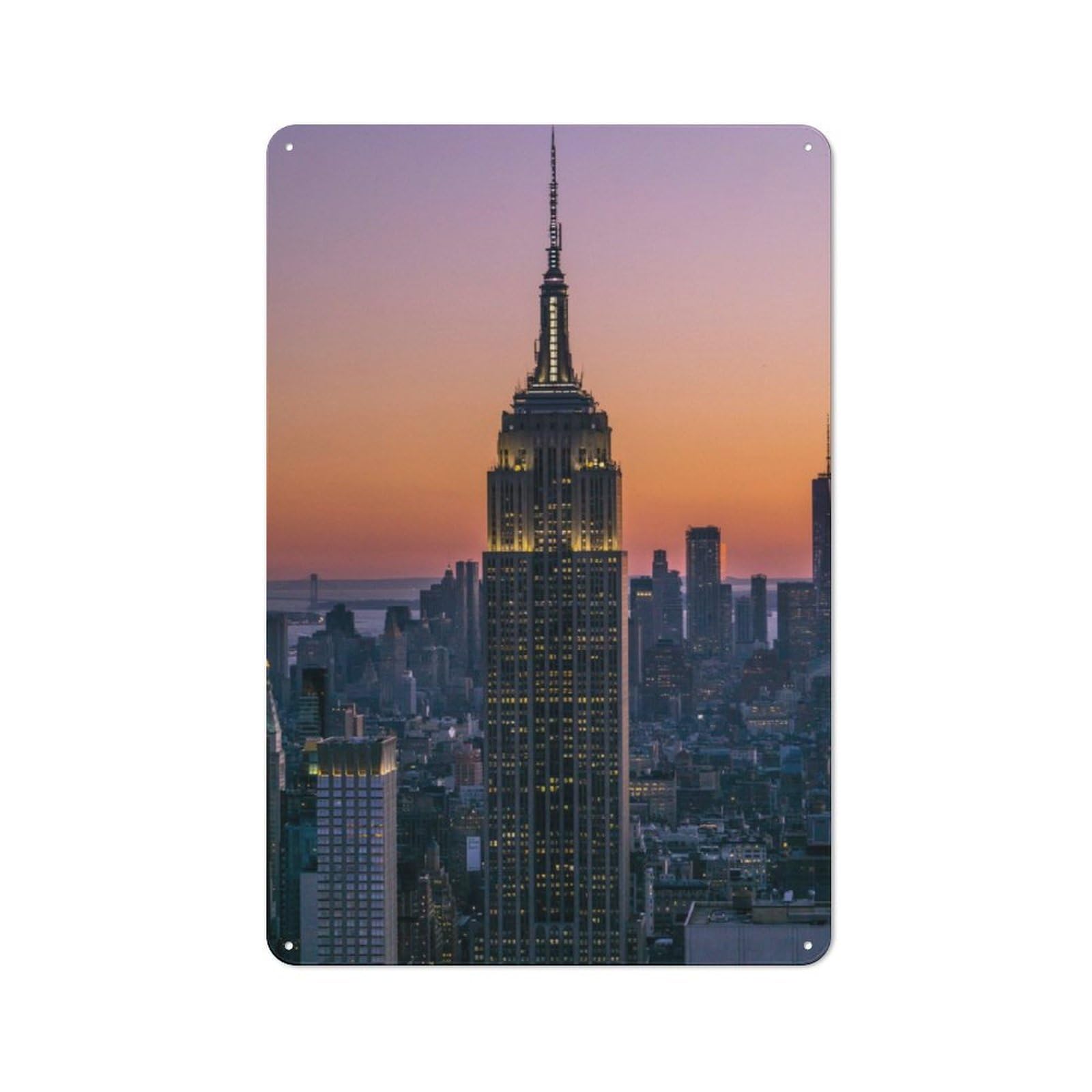 Junmoney Empire State Building Tin Sign 30X20cm With For Workshop Wall, Rustic Decor, Autumn Room Decor For Fans Of Metal Wall Signs