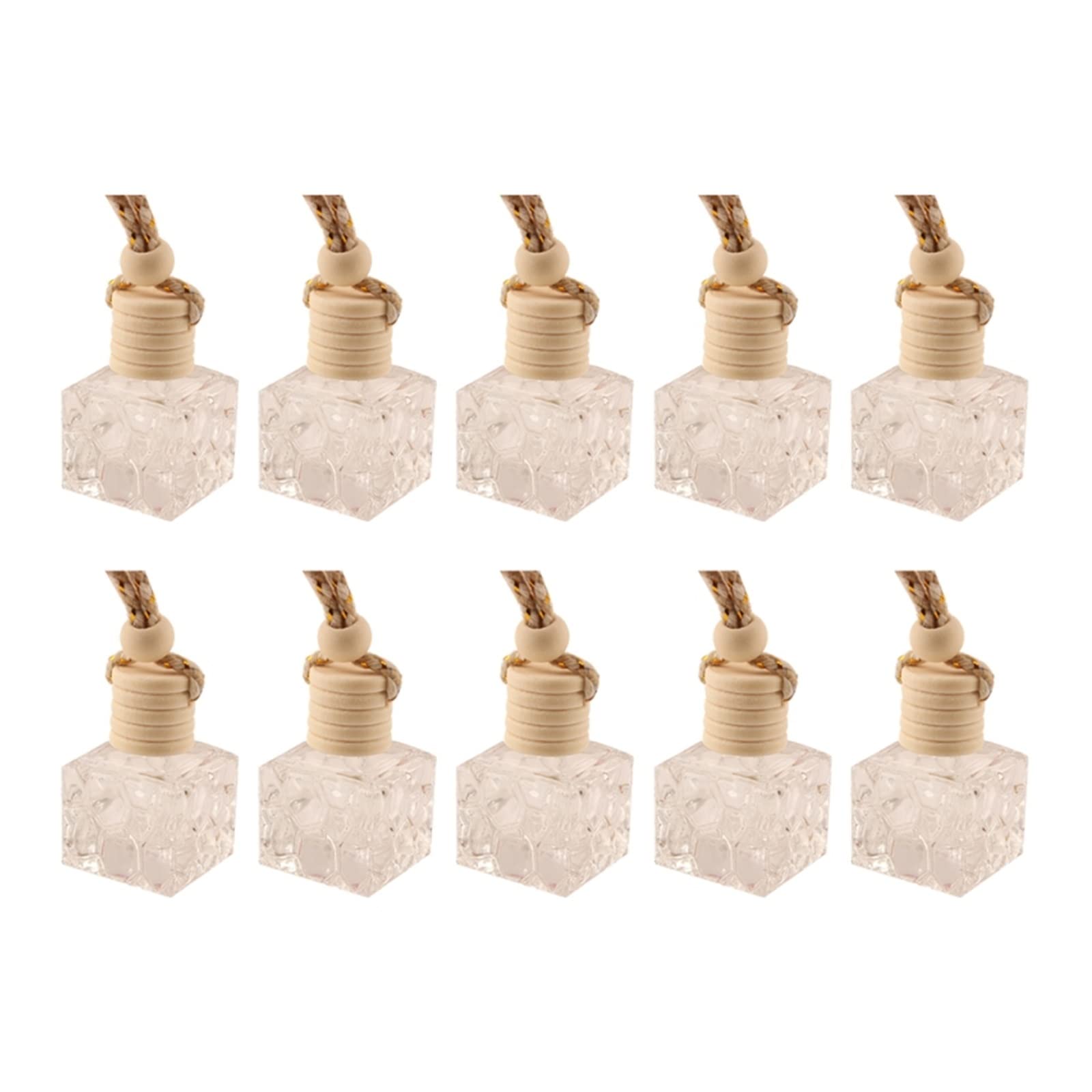 SSIMOO 10 Stück hängende Glasflasche, leer, Parfüm, Aromatherapie, nachfüllbar, Diffusor, Lufterfrischer, Duftanhänger, Ornament, kompatibel mit Auto und Zuhause (Color : F)