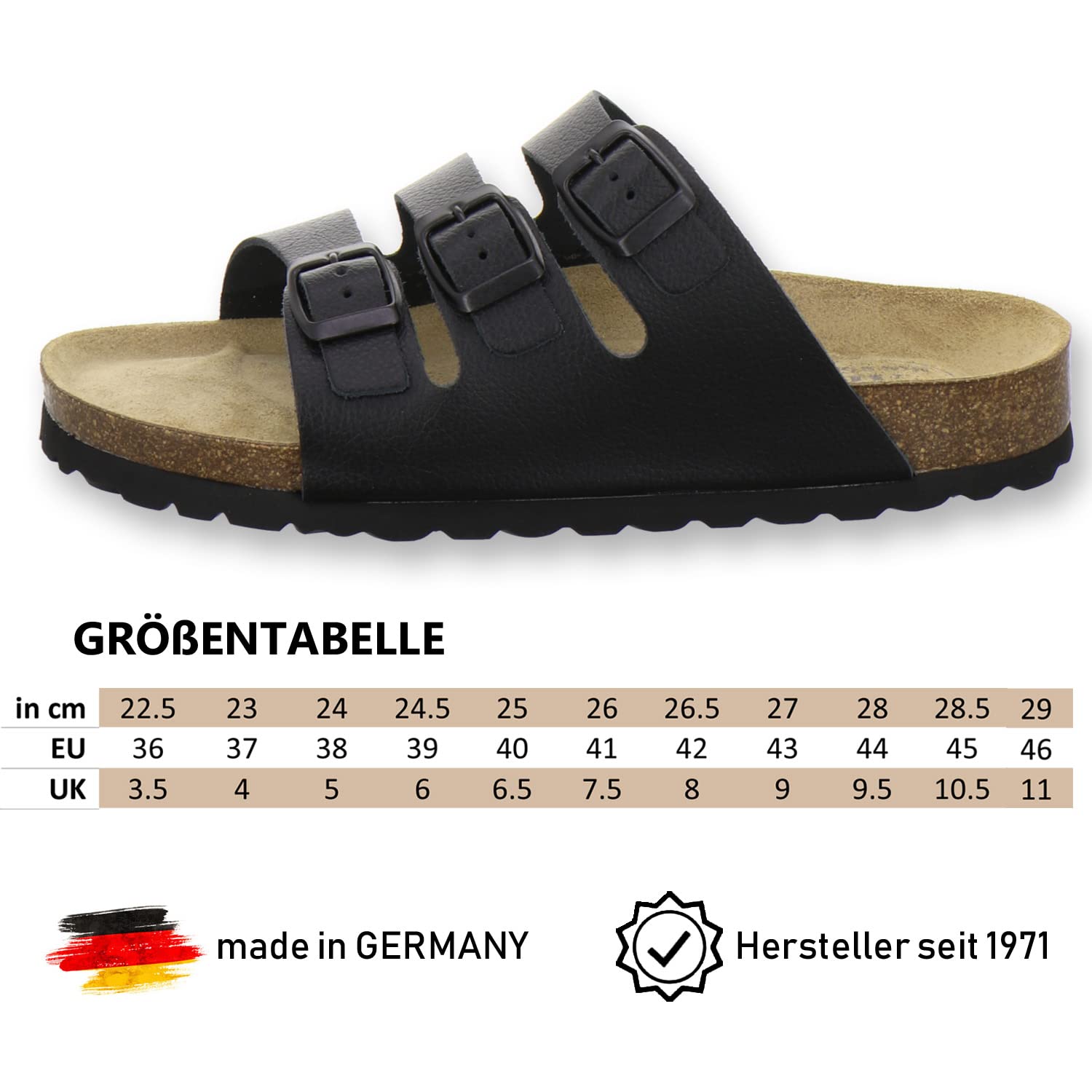 AFS-Schuhe 2133 - Pantuflas deportivas para mujer de piel, prácticas y cómodas, fabricadas en Alemania