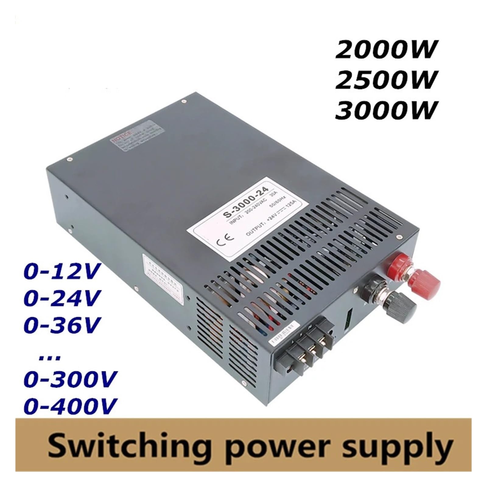 2000 W, 2500 W, 3000 W, zasilacz 0-12 V, 24 V, 36 V, 48 V, 60 V, 80 V, 90 V, 110 V, 220 V, 300 V, 400 V, AC-DC, napięcie regulowane (0-150 V-3000 W)
