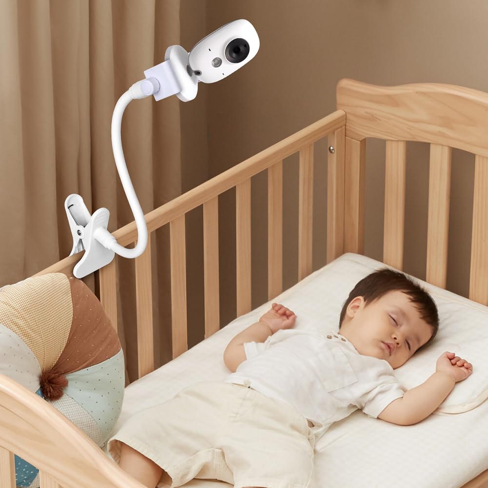 OFFCUP Soporte Camara Vigilancia Bebe, Universal Flexible Soporte para Cámara y Ajustable con Tornillo 1/4", Soporte para Monitor para Bebés para Cuna Mesa Habitación (Clip)