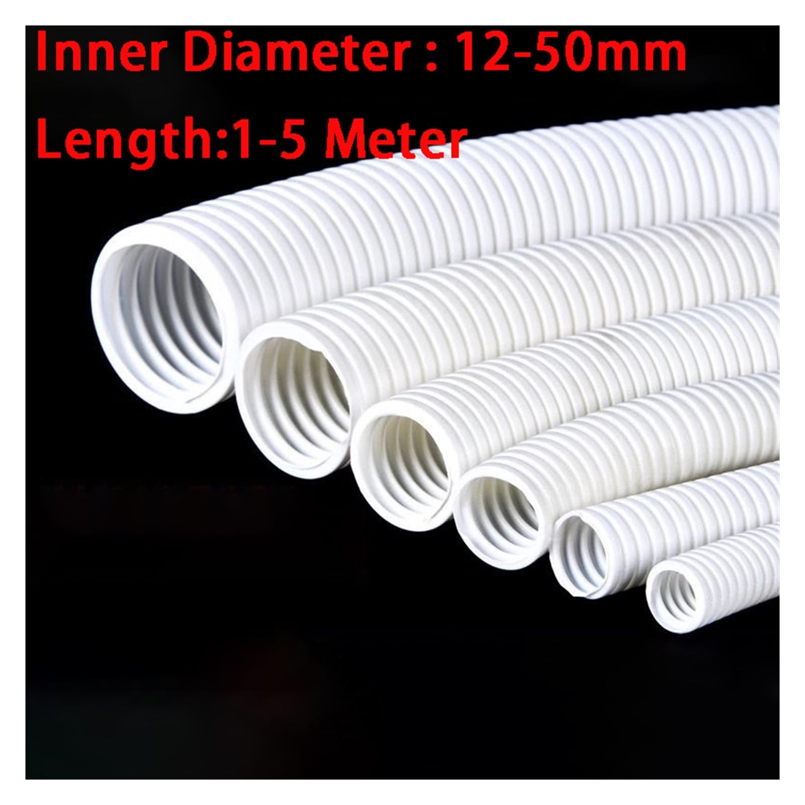 Tubo flessibile a soffietto in plastica ritardante interno da 1-5 metri, manicotto protettivo ondulato filettato isolato in PP(4 METERS_20MM)