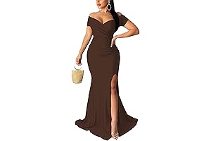 Elegant V-Neck Brown Bridesmaid Dress