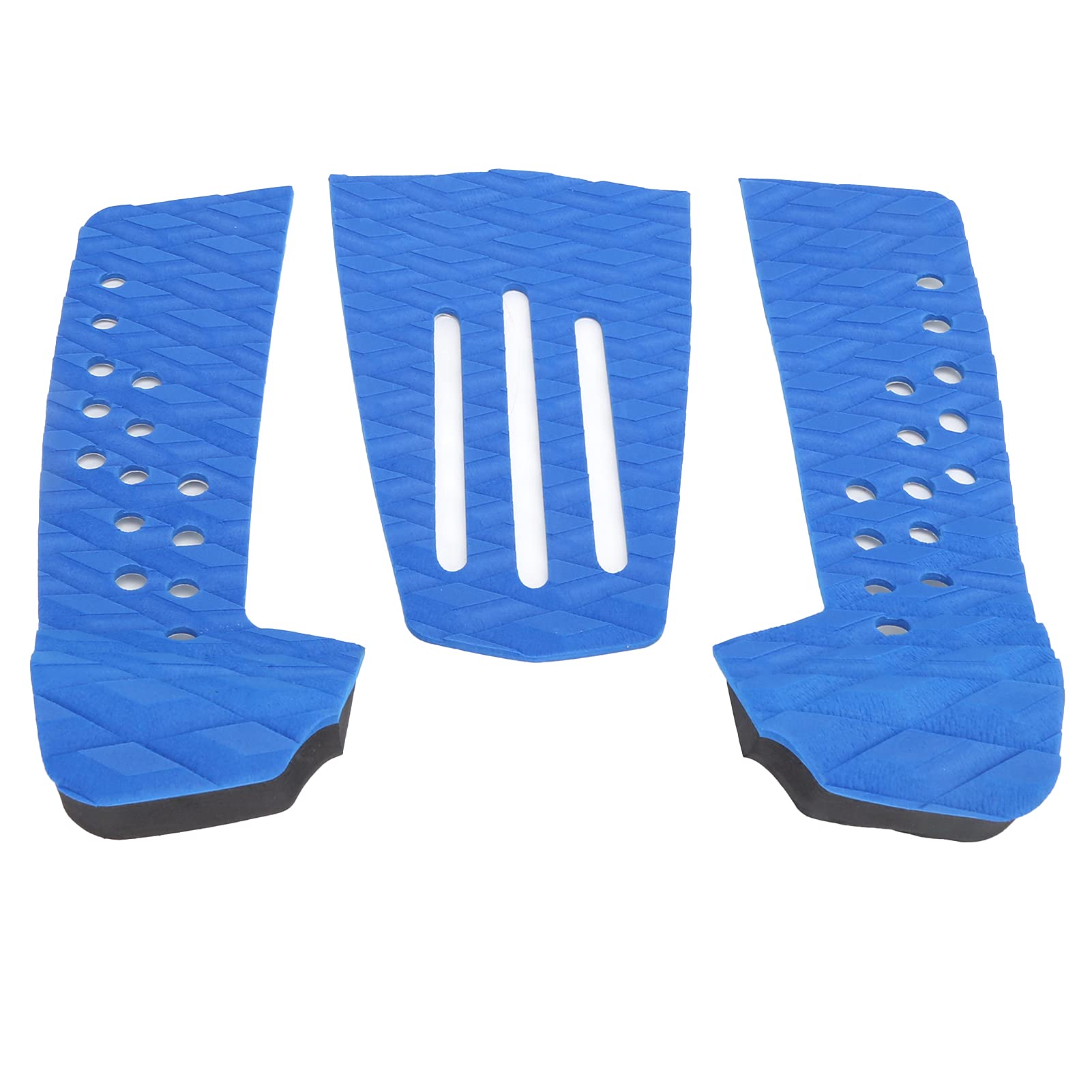 3 Pcs Surfboard Traction Pad, AntiSkid EVA Surf Deck Mat, MoistureProof Rhombus Pattern Grip for Skimboard, Kiteboard and Shortboard, Enhanced Shock Absorption and Durability (Azul)