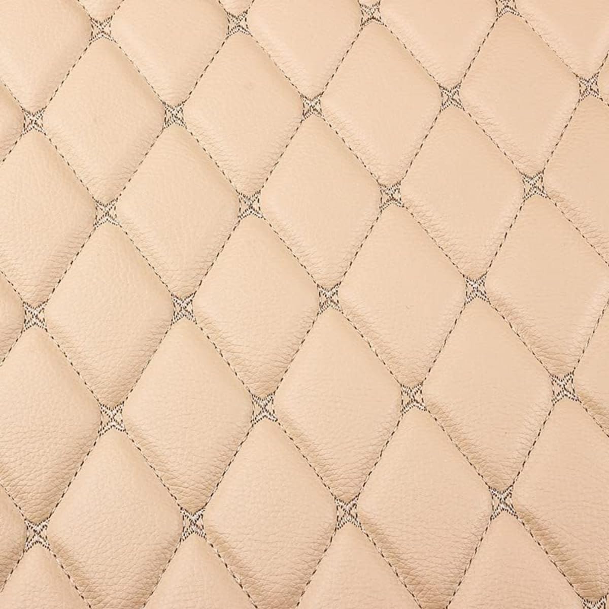 LANOBA Diamond Faux Leather Vinyl Quilted Foam Fabric with 1/4" Thick Foam Backing for Upholstery Car Headliner Headboards Furniture DIY Projects,60"