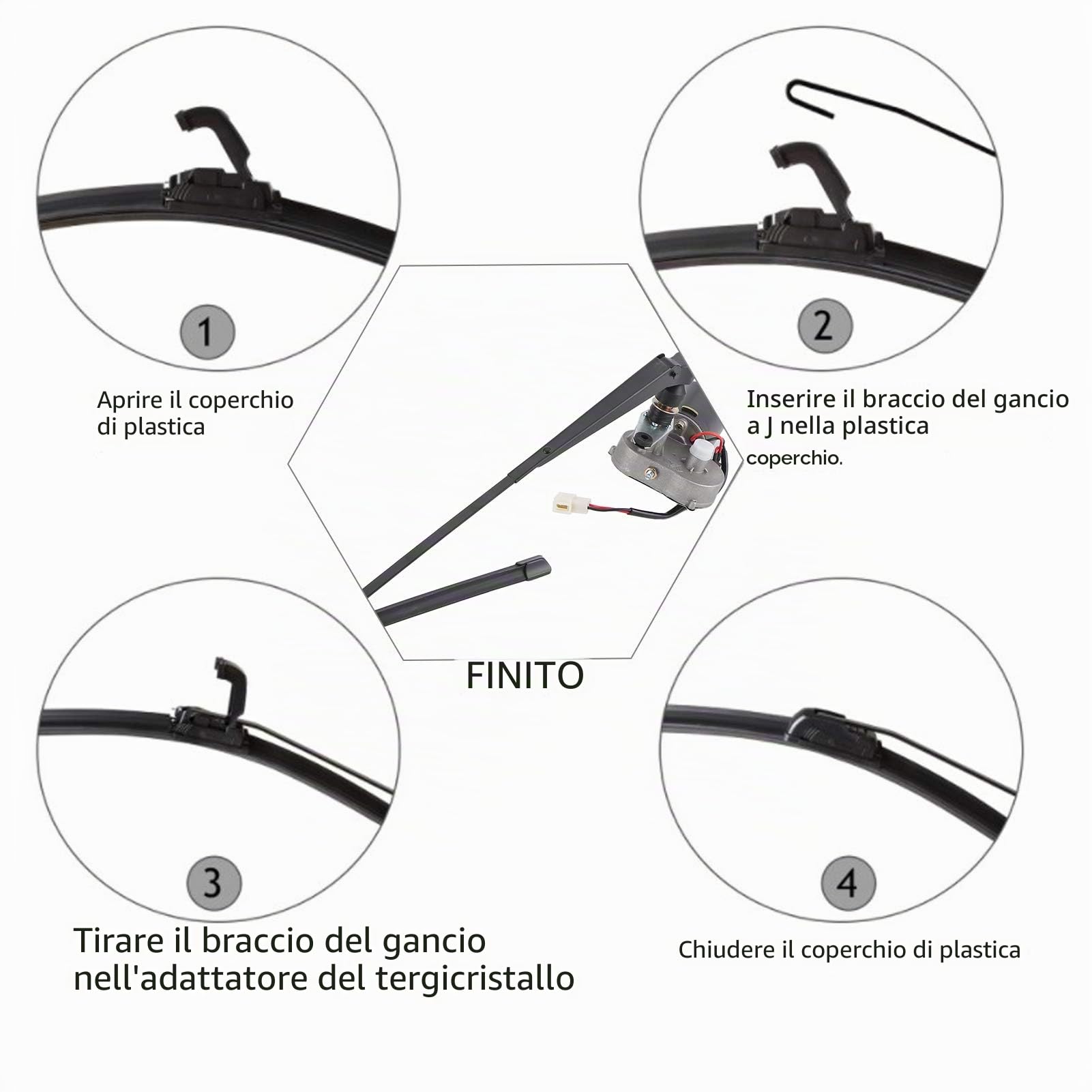 Yctze Kit Tergicristallo Elettrico Universale, Kit Assemblaggio Tergicristallo Elettrico 12V 30W Braccio Lama Motore Beccuccio Acqua Tubo Tubo per ATV UTV//utv wiper motor kit 12v