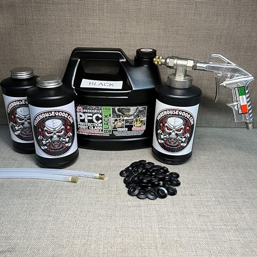 Gallon PFC Black, Pro Undercoating Spray Gun, 2 Wands, 3 Black Quart Bottles, and 50 Rust Plugs