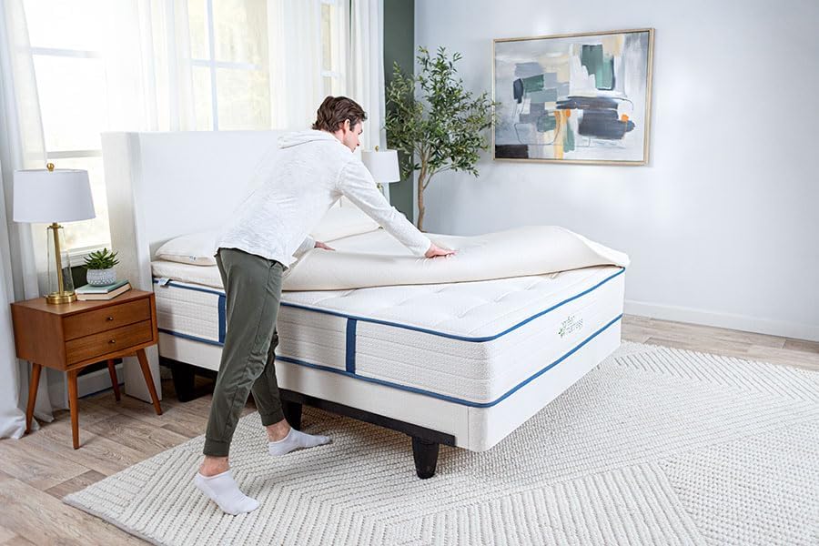 My Green Mattress Organic Latex Mattress Topper - 2 Inch GOLS Certified Dunlop Latex, GOTS Cotton Removable Cover, Breathable Soft Comfort Layer for Mattress Upgrade, Natural Color - King