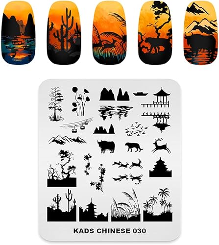 Miniatura 4 de KADS Placas de estampado para arte de uñas Kite Frog Spring Template Image Plate Stencil Nails Tool (CN018)
