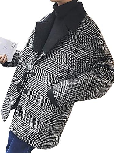 Amazon Bajian メンズ チェスターコート ラシャコート コート ジャケット 千鳥格子 カジュアル 開襟 無地 シンプル ゆったり 学生 通学 オシャレ あったか かっこいい 厚手 秋 冬 コート ジャケット 通販