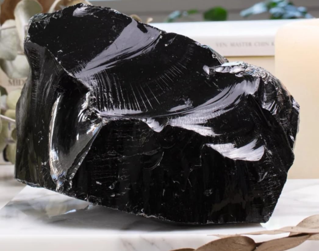 TENET Natürlicher mineralischer Rohstein für Heilstein Reiki-Meditation (rohes Obsidian, 1–1,5 kg)