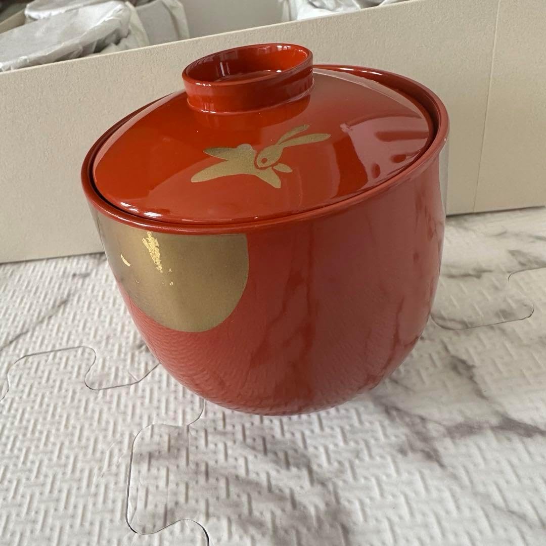 【京都平安　象彦　枡形椀×5客】天然木製　四季草花蒔絵　未使用品 京都平安 象彦 枡形椀×5客】天然木製 四季草花蒔絵 未使用品