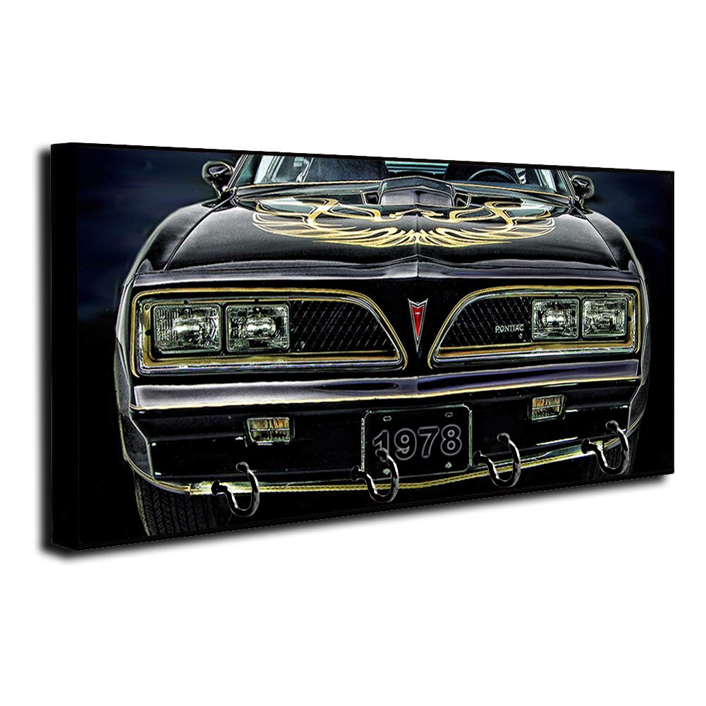 Brotherhood 1978 Compatible with Firebird Trans Am Front End Black Gold Design Key Holder Organizer Wall Mount Rack for Holders The Home Keys Ring Decorative Hangers Decor Hook Hanger