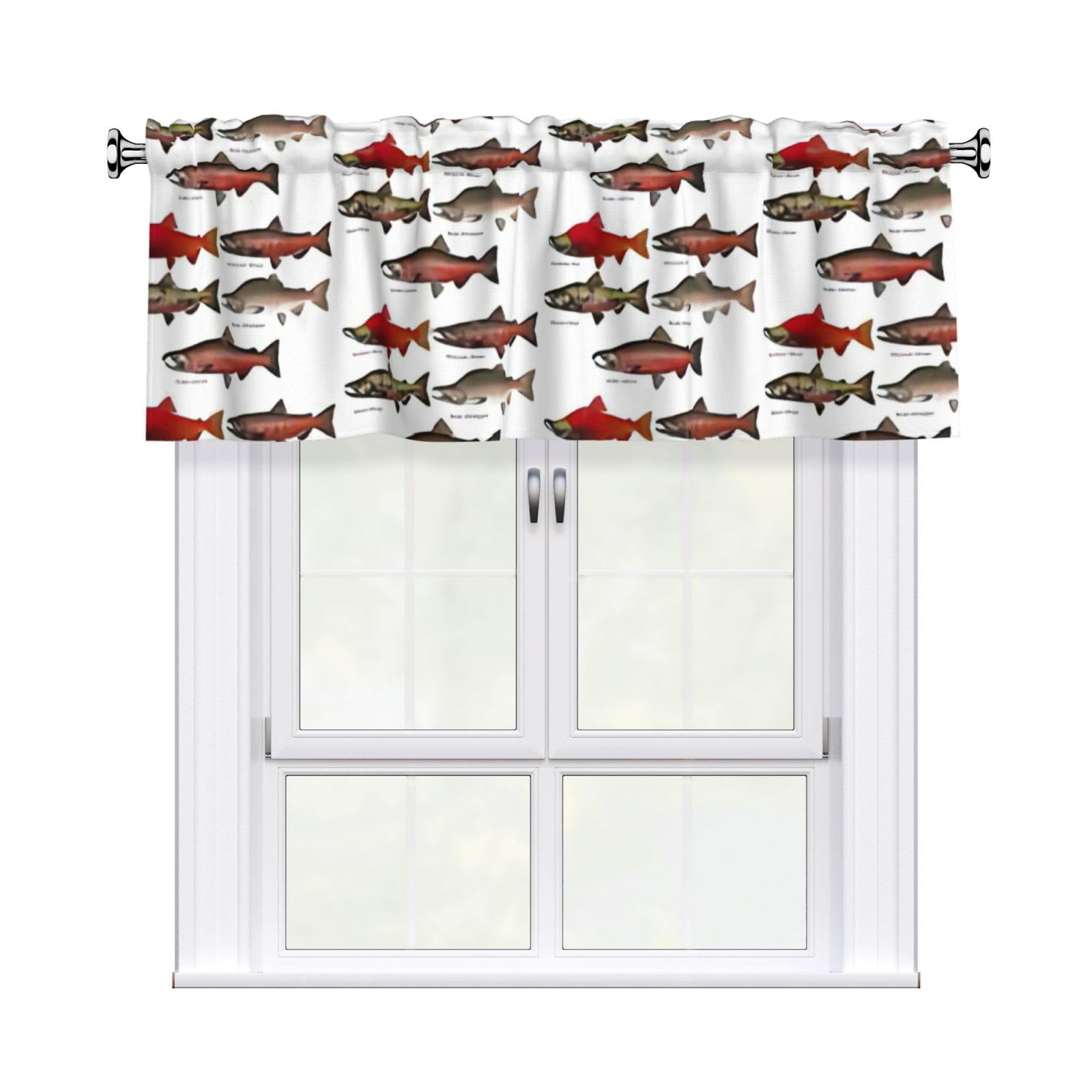 aacxzff Salmon Print Curtain Valance 54"x18" (WxL) for Kitchens Bathrooms Bedrooms Balconies Living Rooms