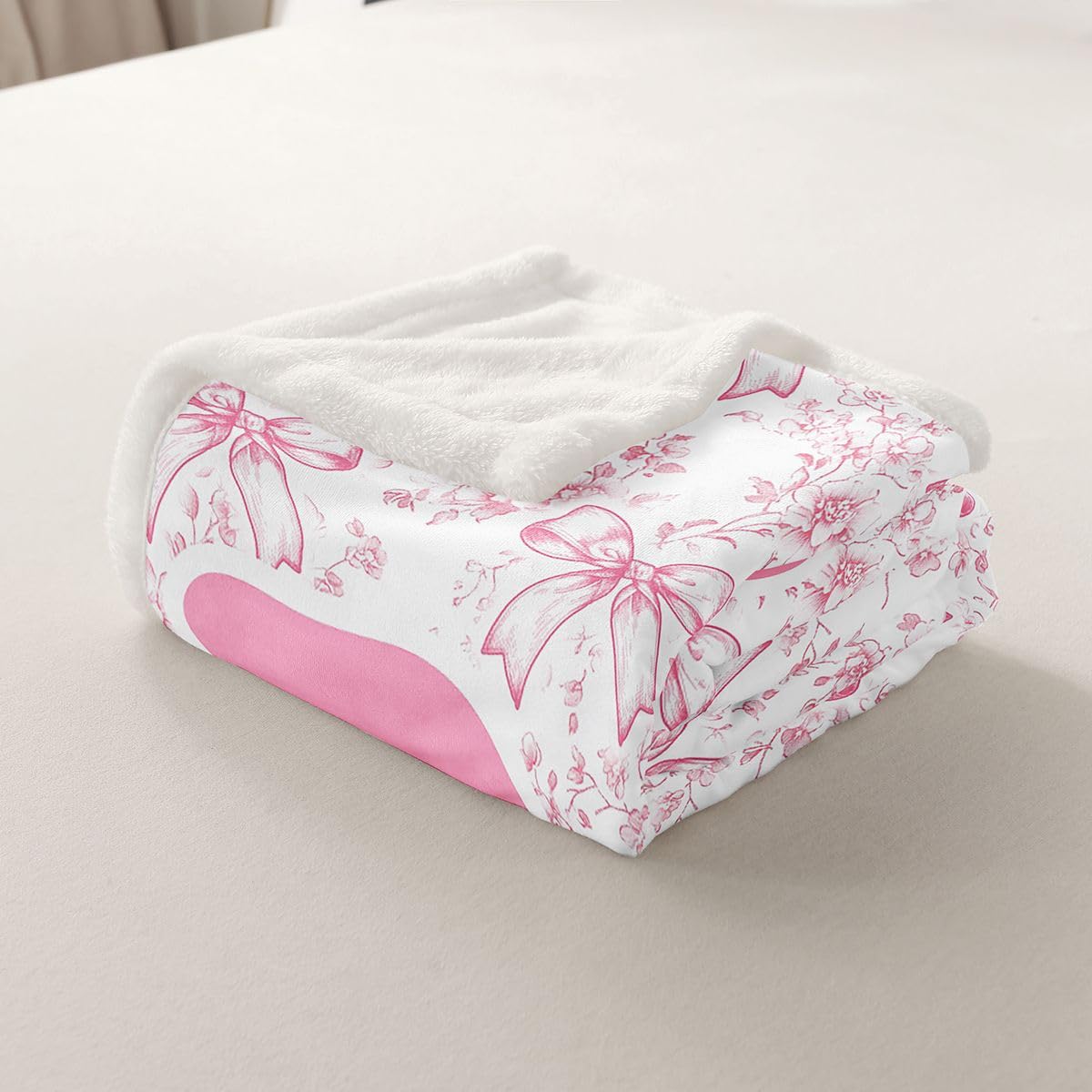 Homewish Kwiatowa kokarda szerpa koc księżniczka inicjał kwiatowy puszysty pluszowy narzuta urocza kokardka R koc polarowy - kawaii preppy dekoracja na łóżko kanapę Twin 152 cm x 203 cm