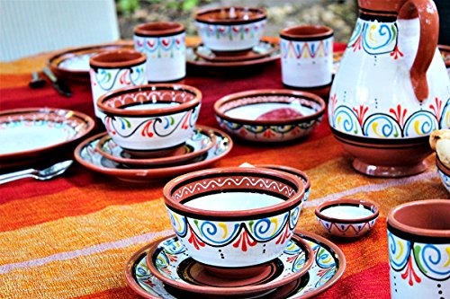 Cactus Canyon Ceramics Spanish Terracotta 5-Piece Small Salsa Bowl Set (European Size), White #TOP5